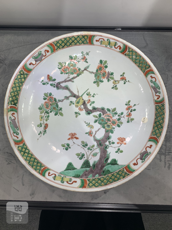 清康熙五彩花鸟纹大盘 - 图2
